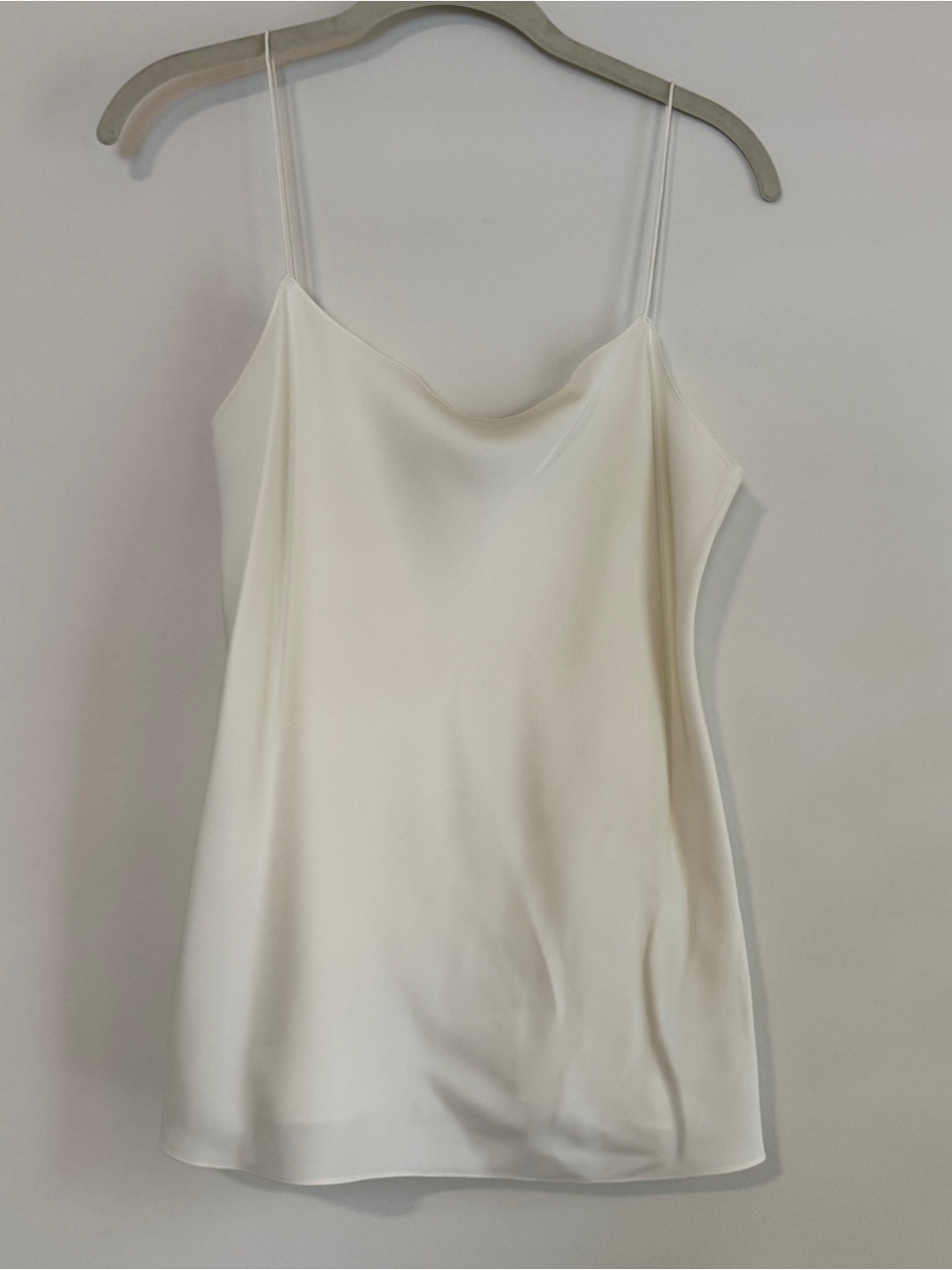 Theory Cream Satin Cami with Spaghetti Straps